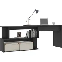vidaXL Skrivbord hörn grå 200x50x76 cm spånskiva