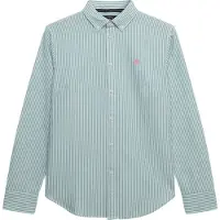 Superdry för kvinnor. W4010565A Oxfordskjorta med smal passform, turkos (S), Casual, Grön, Bomull, Klassisk, Lång ärm