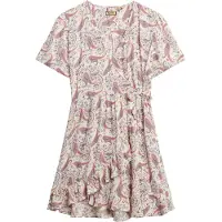 Superdry för kvinnor. W8011877A SS beige printad mini cross over klänning (S), Casual, Viskos, Kort ärm