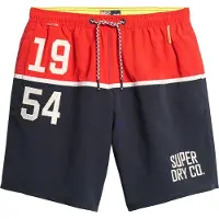 Superdry för män. M3010249A 43,2 cm baddräkt med marinblå nautisk logotyp (L), Strandkläder, Återvunnen polyester, Hållbar, Marino