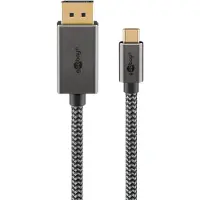 Goobay USB-C to DisplayPort 4K @ 60 Hz textile cable, 2 m, black silver - Cable length 2 m