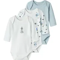 Name it Body l/ä - Noos - NbmBody - 3-pack - Baby Blue - - 50 - Body L/Ä