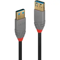Lindy USB-kabel USB 3.2 Gen1 USB-A kontakt, USB-A uttag 3.00 m Svart dubbelt skärmad 36763