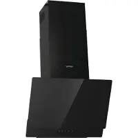 Gorenje Essential WHI649EB - Kåpa - vinklad skorsten - bredd: 60 cm - djup: 33.5 cm - utsug och återcirkulering (-) - med inbyggd motor - svart