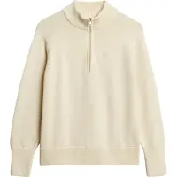 Superdry för kvinnor. W6110625A Classic-tröja med halvknäppning, beige (XL), Casual, Bomull