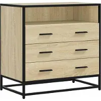 vidaXL Byrå med lådor - - Sonoma ek - 70x41x70 cm - Ingenjörsträ - 3 lådor - Modern stil - Metallram