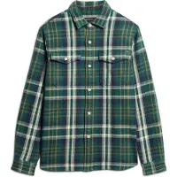 Superdry för män. M4010865A Merchant Store grön rutig skjorta med rutmönster (M), Casual, Bomull, Lång ärm
