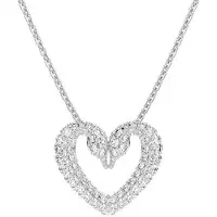 Swarovski Sublima Svan Dubbel Svan Hjärta Halsband Damhalsband Vitguld Rodium 5625533 Box (Random Color)