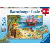 Ravensburger Pirater och Sjöjungfrur 2 x 24 Bitars Pusselset för Barn - 05676 - Varje Bit är Unik