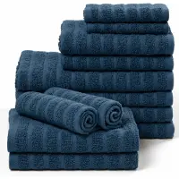 Borg Living Bomullshanddukar - 100% kammad bomull - 12-pack - Blå