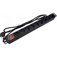 Alantec 19 strömfördelare 230V, 9 uttag (typ F - CEE 7/3 schuko), med LED-omkopplare, kabel 1,8 m, CEE 7/7