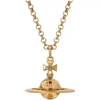 Vivienne Westwood Ny Liten Orb Stor Saturn Genomskinlig Kula Hänge Halsband Unisex halsband Mässing Guld 63020096R001R001 Box