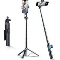 Wozinsky Selfie-pinne WC1Y30S, teleskopiskt stativ, 1,3 m, med mobilhållare – svart