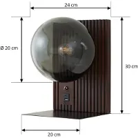 LUCANDE Vägglampa , Veloura, dimbara, Brun / rost, Vardagsrum, Glas, Design