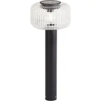 QAZQA Modern pollare för utomhusbruk svart med räfflat glas inkl. LED Solar IP65 - Ribble Mushroom