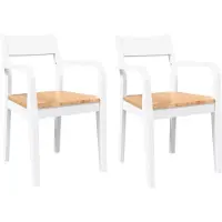vidaXL Matstolar 2 stycken vit massiv gummiträ, middagsstol, stol, salongstol, matstolar, stol 4102512