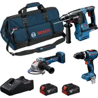 Bosch Gsb18v-65+gbh18v-26+gws18v-11s+(2x5) Elektriskt Verktygssats