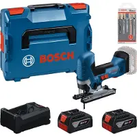 Bosch sladdlös sticksågssats med 2 batterier 5,0 Ah, snabb laddare och sticksågblad i L-BOXX (förpackad)