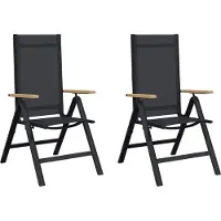 vidaXL Fällbara trädgårdsstolar 2 pcs Svart 58 x 73 x 111,5 cm