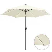 vidaXL Trädgårdsparasol med LED-lampor, mast i vit sandaluminium 47361