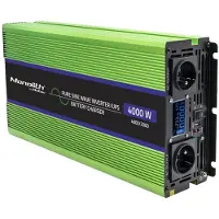 Qoltec Monolith - DC till AC-inverterare / batteriladdare / UPS - ren sinusvåg, LCD - AC 230 V / DC 12 V - 2000 watt - utgångskontakter: 4
