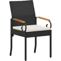 vidaXL Trädgårdsstolar 2 pcs Svart och krämvit Poly Rattan och Akacia
