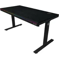 Lorgar Dual-motor sit/stand gamingbord med trådlös laddare, RGB-belysning, kontrollpanel och USB-portar, svart melaminbordsskiva