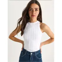 Bianco Randig Ribbad Kortärmad Topp