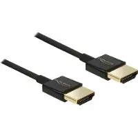 DeLOCK Slim Premium - Video-/audio-/nätverkskabel - HDMI - 36 AWG - HDMI, 19-pin (M) - HDMI, 19-pin (M) - 4,5 m - trippelskärmad twisted pair-kabel - svart (84775)