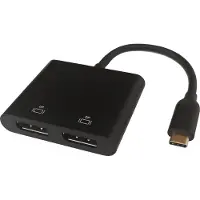 Deltaco USB-C MST HUB, 2x 4K/60Hz, DP x 2, svart, 0,1m