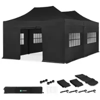 Vonroc Partytält - 6x4,5 m - Premium Easy-Up Partytält | Set inkl. 2x Tält, sidoväggar och kopplingskit - Svart