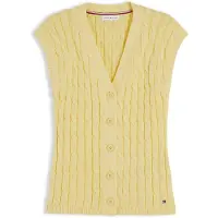 Tommy Hilfiger Stickad väst 'Cable Slim Sleeve' ljusgul