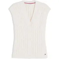 Tommy Hilfiger Stickad väst 'Cable Slim Sleeve' ljusgul