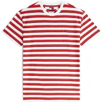 Tommy Hilfiger T-shirt 'Tommy Flag Stripe' röd / svart / vit