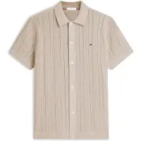 Tommy Hilfiger Kofta 'Relaxed Pointelle Short Sleeve With' beige