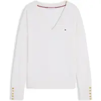 Tommy Hilfiger Tröja 'Gold-tone Button Cuff' elfenben