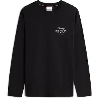 Tommy Hilfiger T-shirt 'Logo Long Sleeve' svart / vit