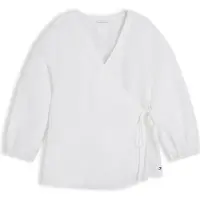 Tommy Hilfiger Blus 'Relaxed Fit Pure Wrap Blouse' vit