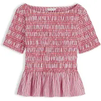 Tommy Hilfiger Blus 'Smock Stripe Ruffle' antracit / rosa / mörkrosa