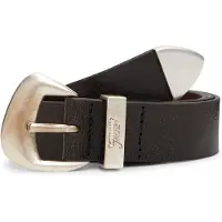 Tommy Hilfiger Tommy Jeans Abstract Buckle Cracked Leather Belt