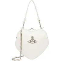 Vivienne Westwood Belle Saturn Logga Hjärnformad Kedja Litchimönster Läder Axelväska Toteväska Damväskor Vit 4304006NS000DA401 Basic Set (Bag+Dust Bag)