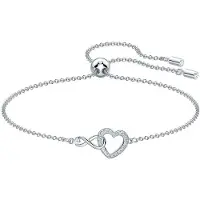 Swarovski Infinity Utsökt Nischad Hjärtformad Pläterad Armband Damarmband 5604200 Box (Random Color),M,Silver