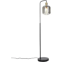 QAZQA Design golvlampa svart med guld och rökglas - Zuzanna