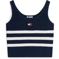 Tommy Hilfiger Broderad topp 'Tommy Badge Stripe Tank' marinblå / vit
