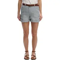 Superdry för kvinnor. W7110496A Shorts Mid Rise Linne blå (28), Casual, Lino