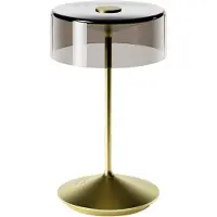 Sigor Numotion LED-uppladdningsbar bordslampa, guld, glas, IP54, dimbar Numotion,, Mässing / guld, Vardagsrum / matsal, Glas, Modern