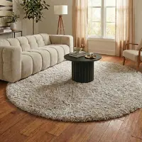 NATURL. Rund shaggy matta | Blaze beige/grå hos Volero | Ø 240 cm | Syntet | Enfärgad | Rund | Hög lugg