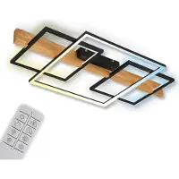 Briloner LED taklampa Cadre, dimbar, Ljust trä, Vardagsrum / matsal, Trä, Modern, LED-taklampa