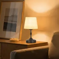 Vevor Sladdlös Bordslampa, 5200mAh Inbyggt Uppladdningsbart Batteri Liten Skrivbordslampa, 3 Ljusstyrka, Tygskärm, 2700-3000K Färgtemperatur, Bordslampa för Restaurang, Sovrum, Barer, Svart