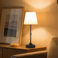 Vevor Sladdlös bordslampa, 5200mAh inbyggt uppladdningsbart batteri skrivbordslampa, 3 nivåer ljusstyrka, tygskärm, 2700-3000K färgtemperatur, bordslampa för restaurang, sovrum, bardisk, svart